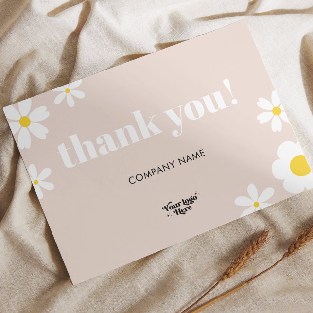 Pastel Pink Daisy Logo-Marke Vielen Dank Coupon-Ka Postkarte (Von Creator hochgeladen)
