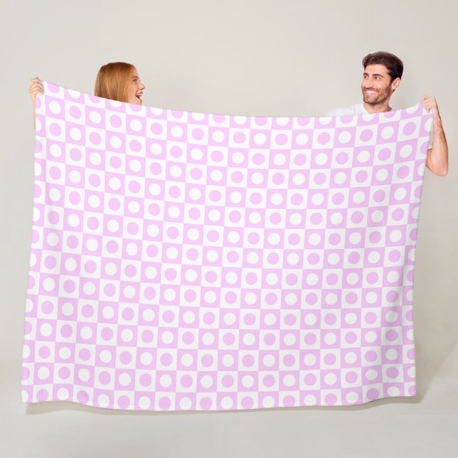 Pastel Pink Dots and Squares Pattern Fleecedecke (Beispiel)