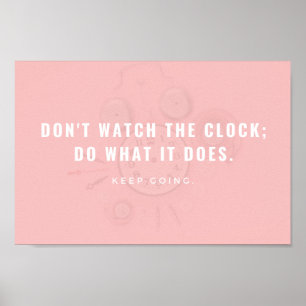 Pastel Pink Einfache Minimale Uhr Cool Poster