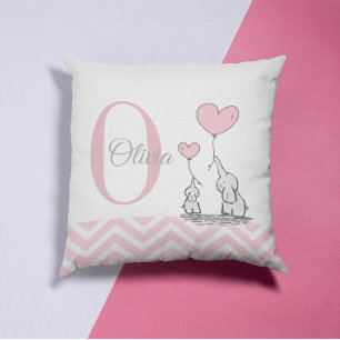 Pastel Pink Elephant Personalisiert Girl Pillow Kissen