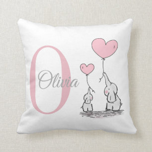 Pastel Pink Elephant Personalisiert Girl Pillow Kissen