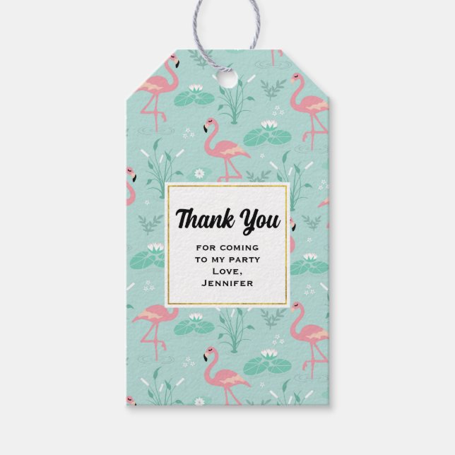 Pastel Pink Flamingos Muster Vielen Dank Geschenkanhänger (Vorderseite)