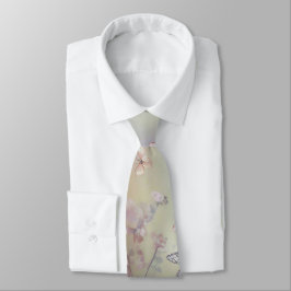 Pastel pink floral and butterfly pattern krawatte