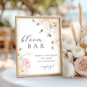 Pastel Pink Floral Bouqet Bar Poster