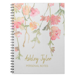 Pastel Pink floral mädchenhaft niedlich personalis Notizblock