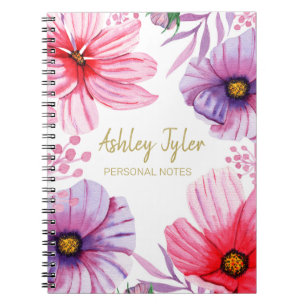 Pastel Pink floral mädchenhaft niedlich personalis Notizblock