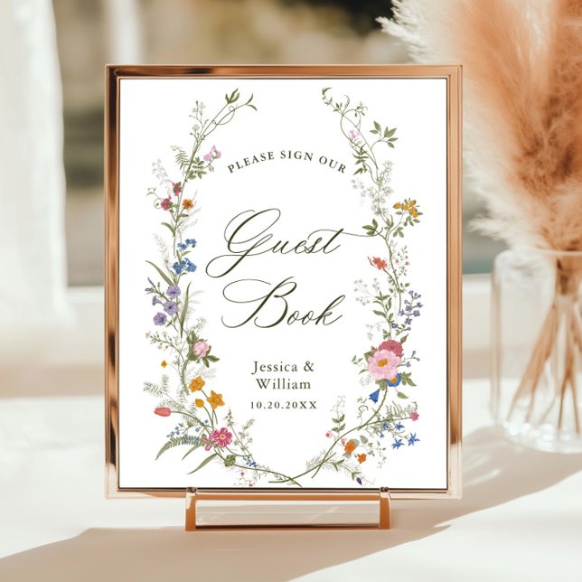 Pastel Pink Floral Wildblume Gästebuchunterschrift Poster (Von Creator hochgeladen)