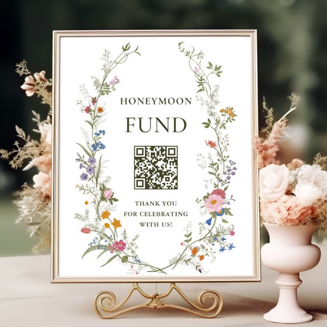 Pastel Pink Floral Wildblume Honeymoon Fund Poster (Von Creator hochgeladen)