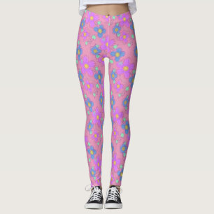 Pastel Pink Flower Doodle Dot Imprimer leggings