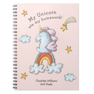 Pastel Pink Funny Unicorn Ate Meine Hausaufgaben Notizblock