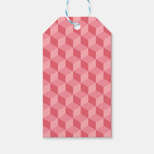 PASTEL PINK GEOMETRIC CUBE PATTERN GESCHENKANHÄNGER (Vorderseite)