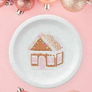 Pastel Pink Gingerbread Papiertafel Pappteller