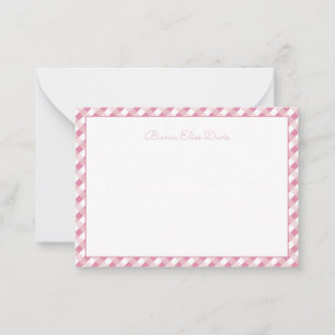 Pastel Pink Gingham Children Mitteilungskarte