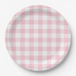 Pastel Pink Gingham Kariertes Muster Pappteller