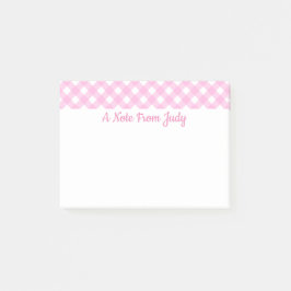 Pastel Pink Gingham Pattern Post-it Klebezettel