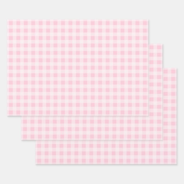 Pastel Pink Gingham Wrapping Paper Sheets Geschenkpapier Set (Set)