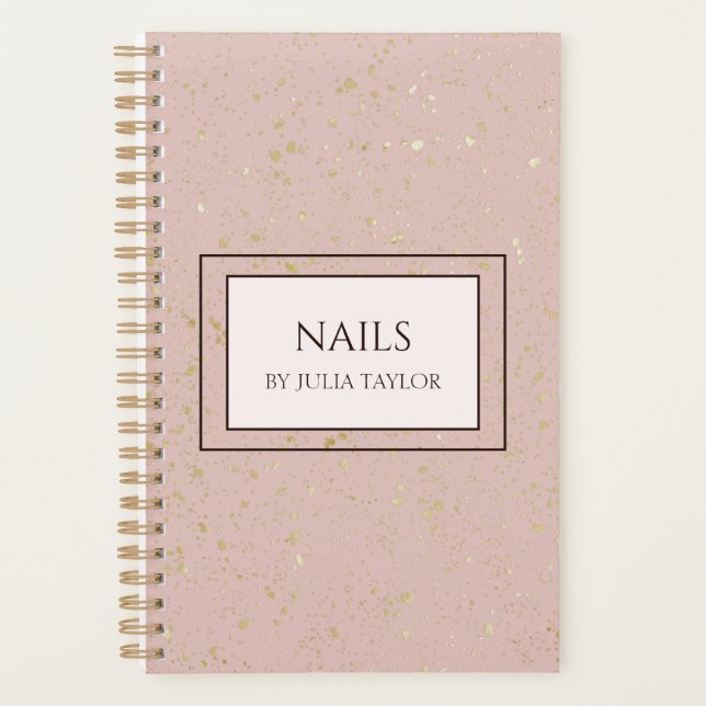Pastel Pink Glitzer Nail Salon Manicurist Planer (Vorderseite)