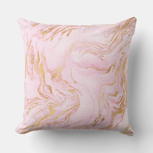 Pastel Pink Gold Weißer Marmor Vip Kissen (Vorderseite)