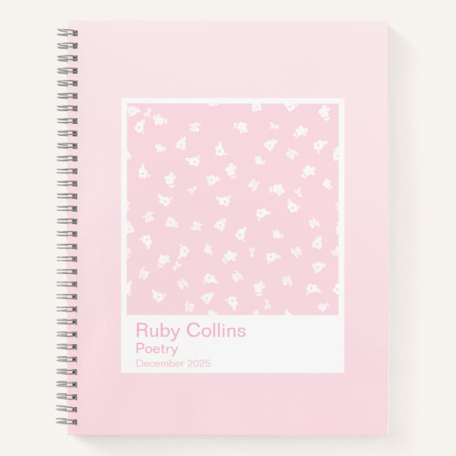 Pastel Pink Gradient Floral Aesthetic Notebook Notizbuch (Vorderseite)