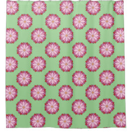Pastel Pink Green Asian Medallion Floral Duschvorhang