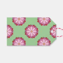 Pastel Pink Green Asian Medallion Floral Geschenkanhänger