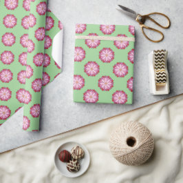 Pastel Pink Green Asian Medallion Floral Geschenkpapier