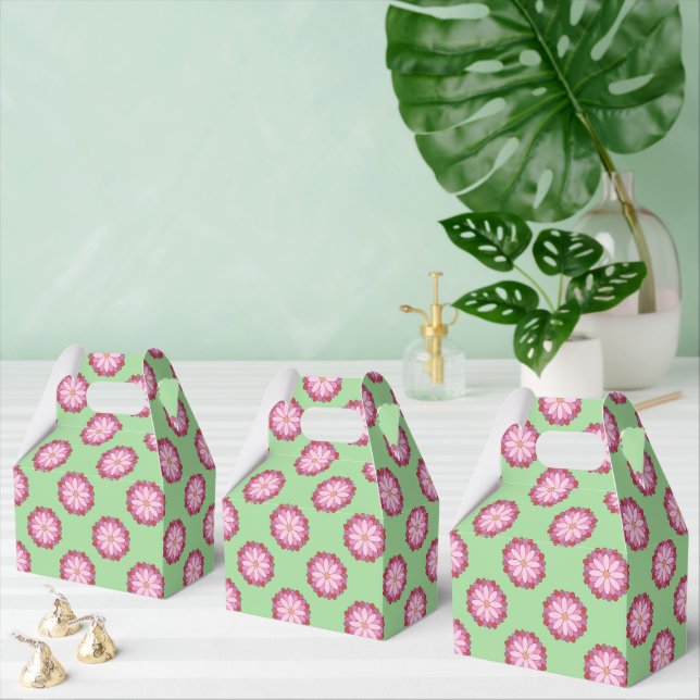 Pastel Pink Green Asian Medallion Floral Geschenkschachtel (Zahlreiche)