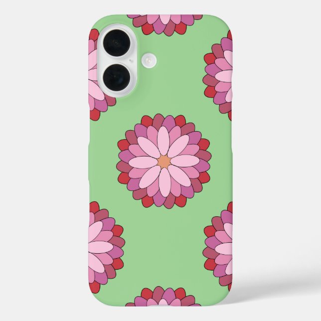 Pastel Pink Green Asian Medallion Floral iPhone 16 Hülle (Rückseite)