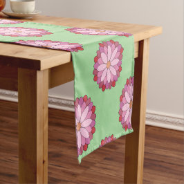 Pastel Pink Green Asian Medallion Floral Kurzer Tischläufer