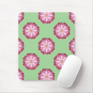 Pastel Pink Green Asian Medallion Floral Mousepad