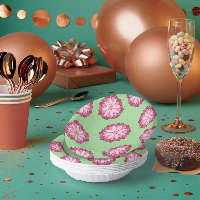 Pastel Pink Green Asian Medallion Floral Pappteller (Multi)