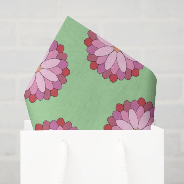 Pastel Pink Green Asian Medallion Floral Seidenpapier (Geschenktüte)