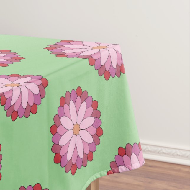 Pastel Pink Green Asian Medallion Floral Tischdecke (Beispiel)