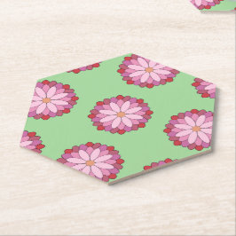Pastel Pink Green Asian Medallion Floral Untersetzer