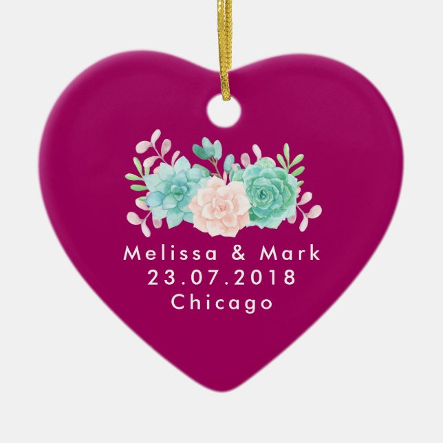 Pastel Pink & Green Blumenstrauß Hochzeit Keramik Ornament (Vorne)