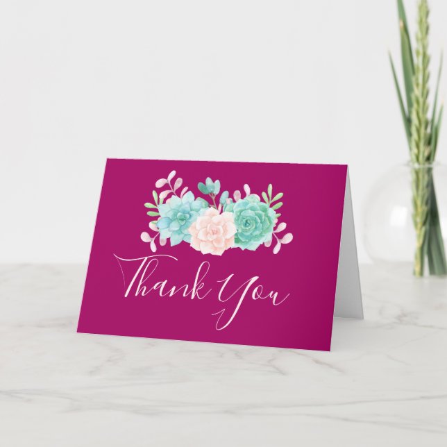 Pastel Pink & Green Bouquet Floral Merci (Devant)