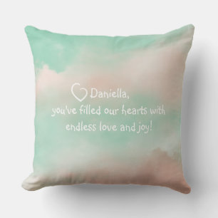 Pastel Pink Green Cloud Baby Girl Nursery Coussin