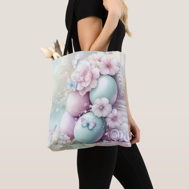 PASTEL PINK & GREEN EASTER EGGS & FLOWERS TASCHE (Von Nahem)