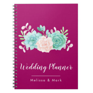 Pastel Pink & Green Floral Bouquet auf der Magenta Notizblock