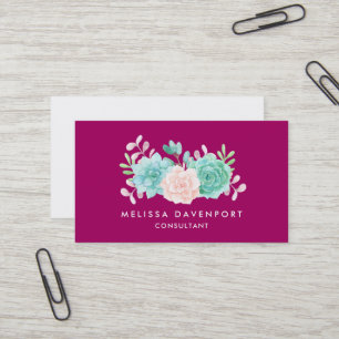 Pastel Pink & Green Floral Bouquet auf der Magenta Visitenkarte