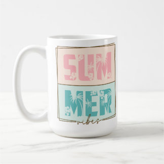 PASTEL PINK & GREEN SUMMER VIBES SPRICHWORT KAFFEETASSE