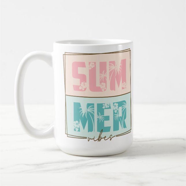 PASTEL PINK & GREEN SUMMER VIBES SPRICHWORT KAFFEETASSE (Links)