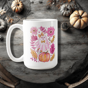 Pastel Pink Halloween Ghost Kaffeetasse
