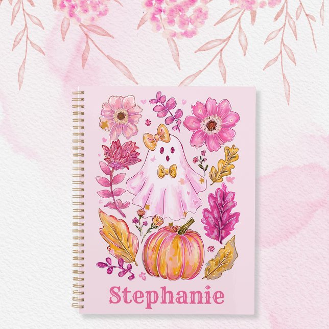 Pastel Pink Halloween Ghost with Custom Name (Créateur téléchargé)