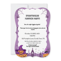 Pastel Pink Halloween-Party Einladung mit Pumpki