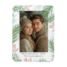 Pastel Pink Holly Christmas Magnet