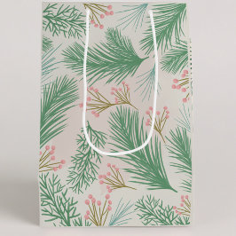 Pastel Pink Holly Christmas Mittlere Geschenktüte