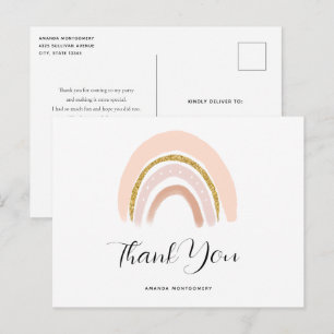 Pastel Pink & Imitate Glitzer Boho Rainbow Vielen Postkarte
