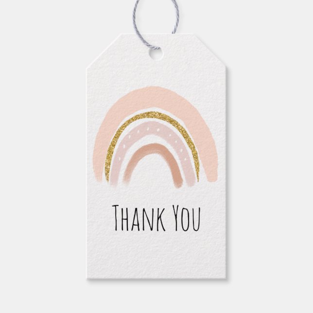 Pastel Pink & Imitate Glitzer Rainbow Boho Vielen  Geschenkanhänger (Vorderseite)