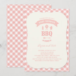 Pastel Pink Karos GRILLEN Chic Girl Baby Dusche Pa Einladung